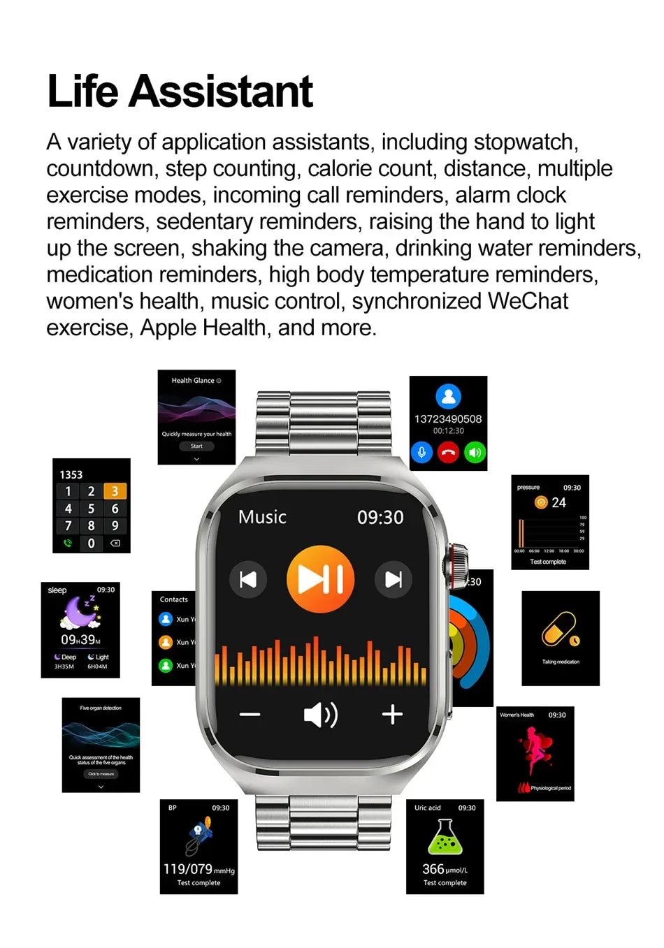 2026 New Professional-Grade Smart Watch Men ECG+PPG Uric Acid Body Fat Health Analysis IP68 Waterproof AMOLED Smartwatch Women