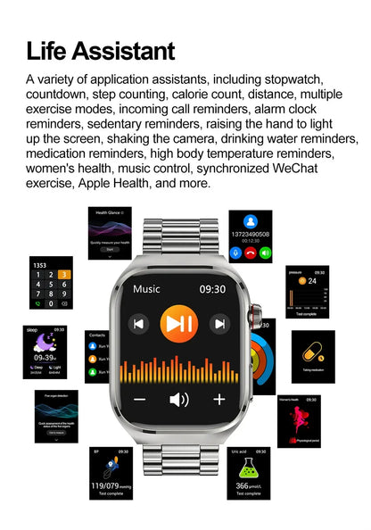 2026 New Professional-Grade Smart Watch Men ECG+PPG Uric Acid Body Fat Health Analysis IP68 Waterproof AMOLED Smartwatch Women