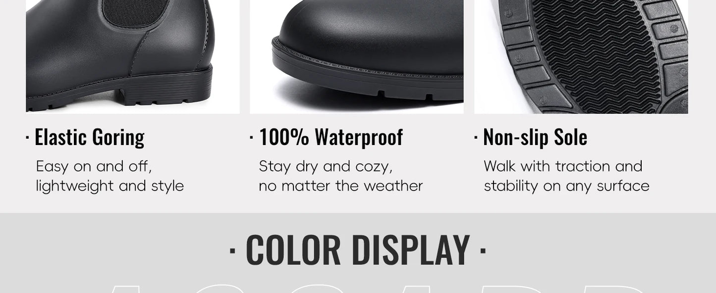Evshine Fashion Short Rain Shoes For Women New Lady Chelsea Boots Outdoor Anti-slip Waterproof Rain Boots Sodt Rubber Ankle Boot