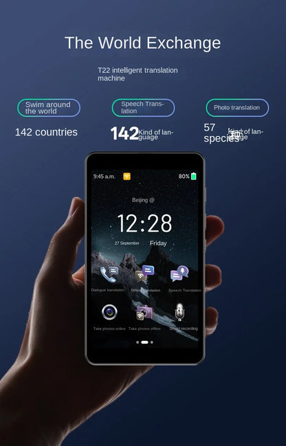 Portable T22 Smart Translator 142 In Real-time Online Languages Translation ChatGPT Voice Photo Intelligent Translate Device