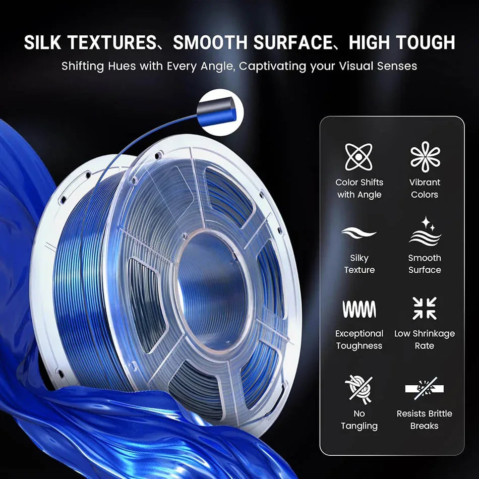JAYO 10Rolls SILK PLA+ 3D Filament 1.75mm SILK PLA Rainbow  Filament for FDM 3D Printer SILK Dual & Triple 3D Printing Materials