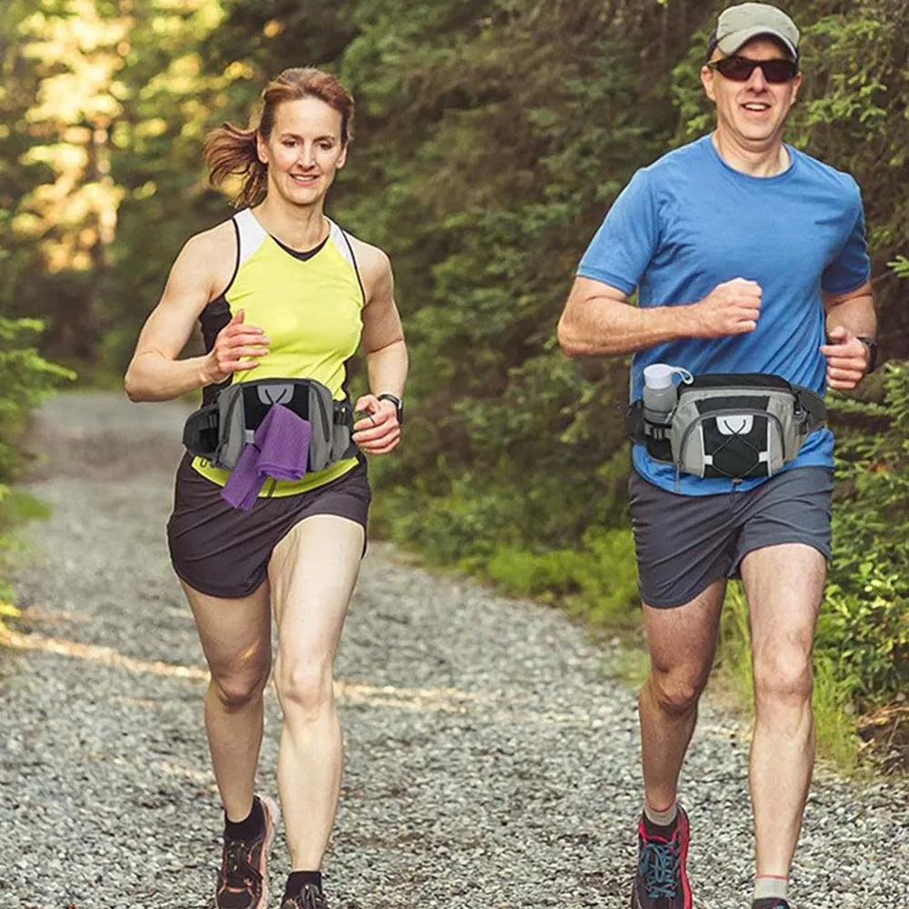 Multi-functional sports water bottle waist bag, men's and women's universal running backpack, outdoor hiking waist bag