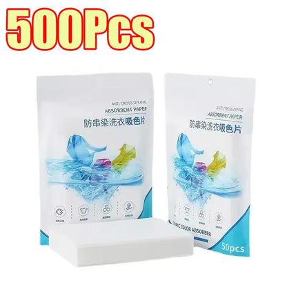 50-1400Pcs Laundry Tablets Laundry Paper Anti-Staining Mixing Color Mixing Absorption Washing Household for Washing Machine