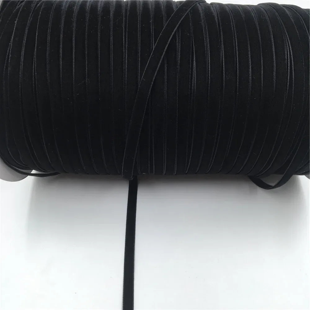 5Yards Nylon Black Velvet Ribbon Golden Single Face for Handmade Gift Bouquet Wrapping Home Party Decoration Christmas