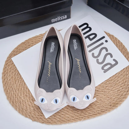 Design Big Butterfly Knot Melissa Women Flat Mules Sandals High Quality Cozy Patent Leather Pointed Toe Back Strap Shoes