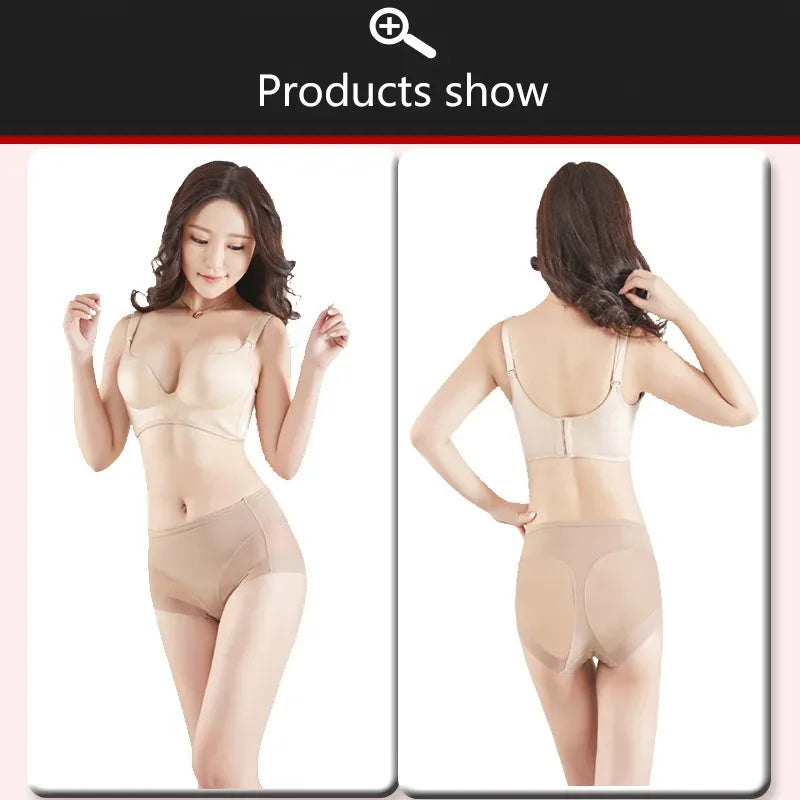 Ice Silk Women Underwear Panties Transparent Mesh Gauze Corset Waist Slimming Black Briefs Female Trainer Shaping Underpants2024