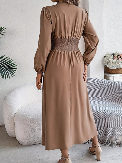 Spring Summer Vacation High Split V-Neck Long Sleeve Dresses for Women Bridesmaid Dress