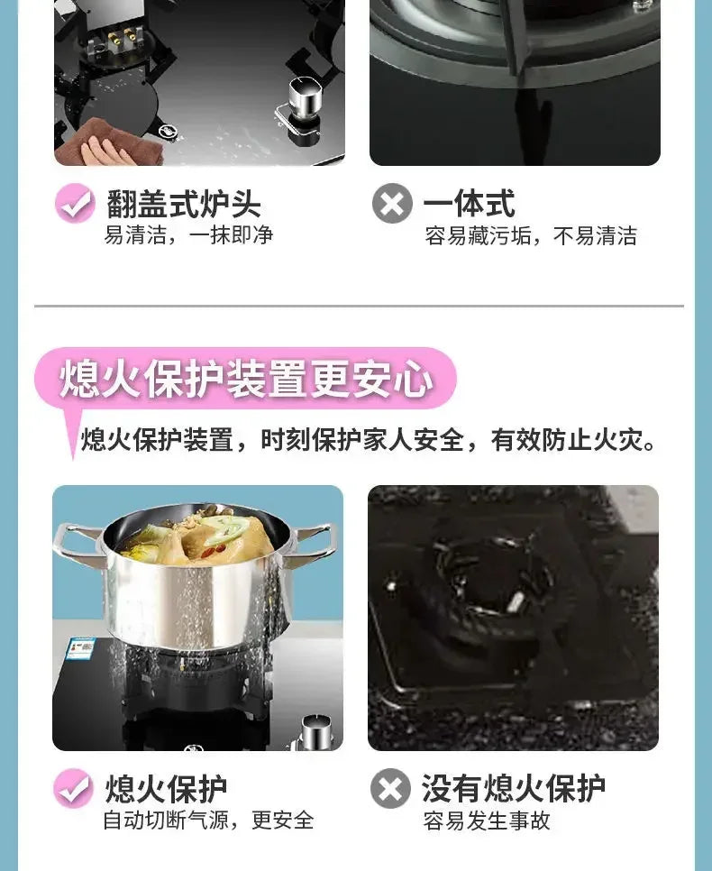 Household Built-in Double Stove Gas Stoves Table Kitchen Kitchens Cookers Countertops Cooker Home Recessed Top Cooktop Hob Panel