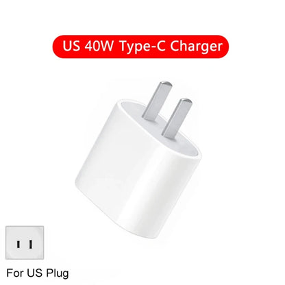 US EU Adapter PD 40W Fast Charger For Apple iPhone 15 13 12 11 14 17 16 Pro Max Type C Charger Charging Cable Phone Accessories