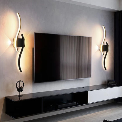 LED Wall Lamp 60/80CM Remote Control Wall Sconce Living Room TV Background Decor Bedroom Kitchen Stair Home Decor Led Lighting