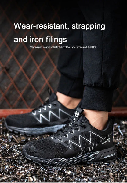 Oulylan Puncture Proof Work Safety Boots Man Breathable Work Shoes Male Men's Fashion Safety Shoes  Steel Toe Sneakers