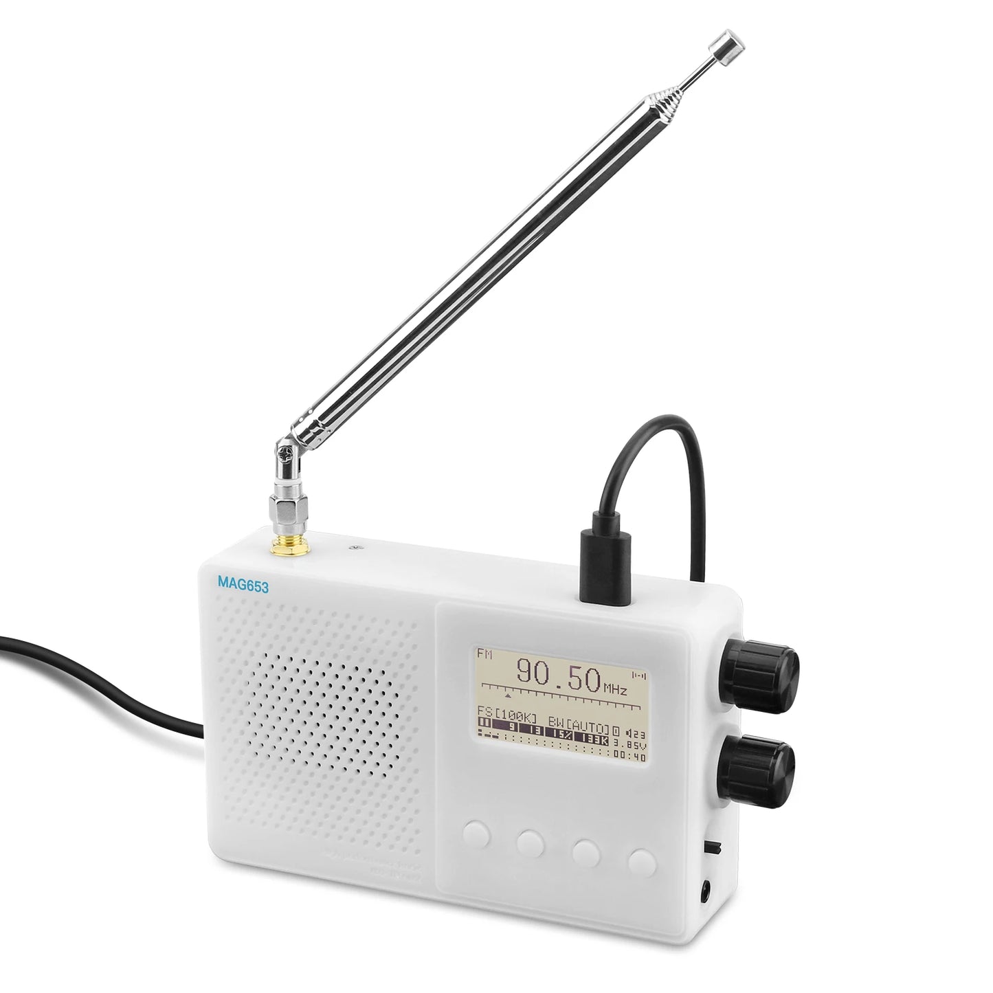 HAMGEEK Portable TEF6686 Mini Rechargeable Full Band Radio FM/LW/MW/SW Radio Receiver with 1.8 Inch Screen