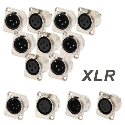 5/20/100Pcs XLR 3/4/5Pin Plug Male Female Jack XLR Socket with Copper Contact Panel Connector for Audio Microphone