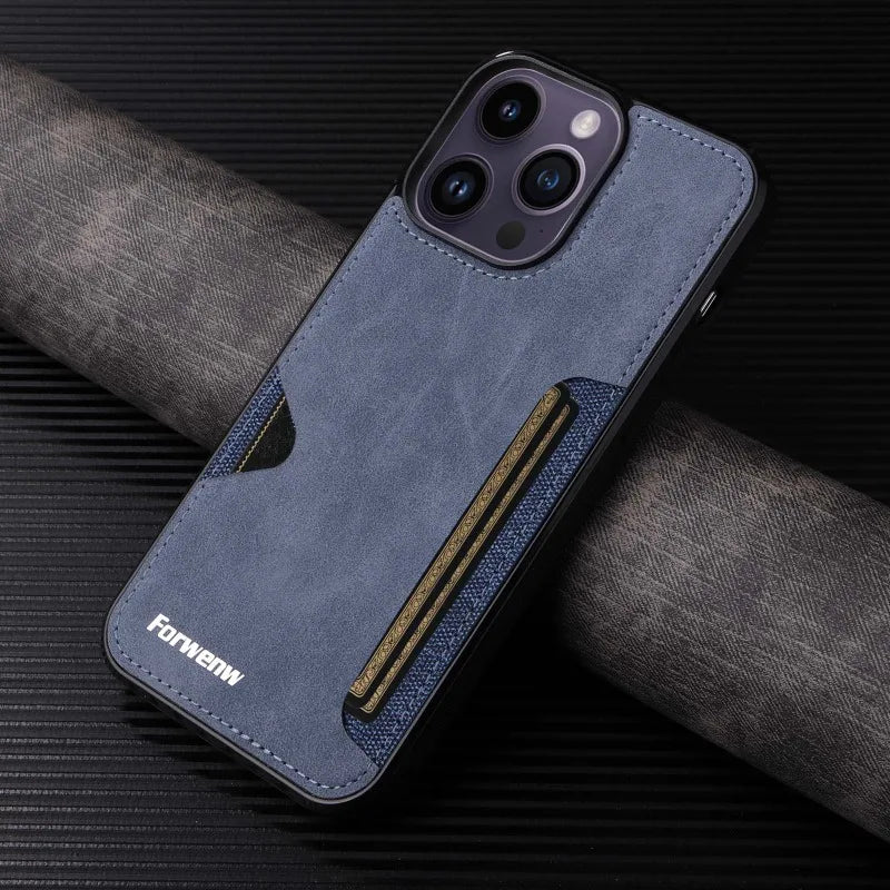 Retro Card Holder Phone Case for iPhone 17 16 15 14 13 12 11 Pro Max 16E Mini XS XR SE 7 8 Plus Busines Wallet PU Leather Cover