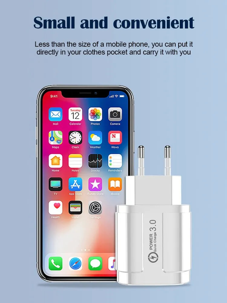 4 USB 48W USB Charger Fast Charge 4 Ports QC 3.0 Charging EU US Plug Adapter Wall Travel Charger For iPhone Xiaomi Mobile Phone