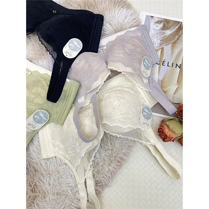 Victoria Style Lace Bra Large Chest Minimizer Ultra Thin Cup Wireless Comfort Push Up Sexy Lingerie Seamless No Underwire MOYISU