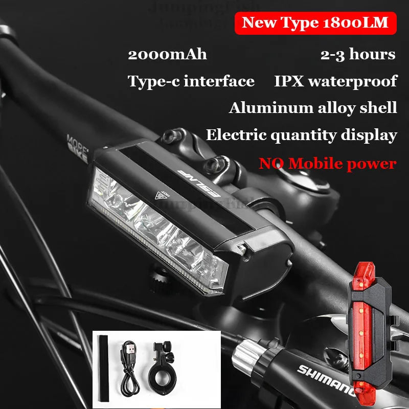Bicycle Light Front 5200LM LED Light for Bicycle 8000mAh Mountain Cycle Headlight Lamp MTB Bike Light USB Flashlight Super Brigh