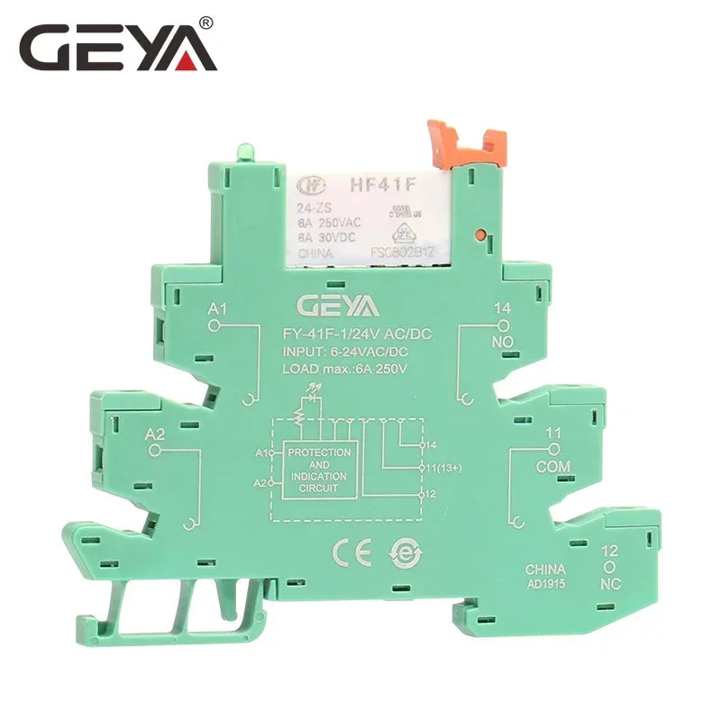 1PCS GEYA 6.2mm Slim Relay Module 41F Integrated PCB Mount Power Relay 12VACDC 24VACDC 48VACDC 110VAC 230VAC