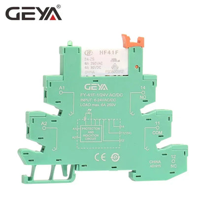 1PCS GEYA 6.2mm Slim Relay Module 41F Integrated PCB Mount Power Relay 12VACDC 24VACDC 48VACDC 110VAC 230VAC