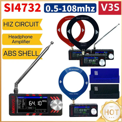 Upgraded V3S AMNVOLT Mini SI4732 DSP Radio Receiver FM AM SSB LSB USB Full Band Pocket Radio with Hi-Z Headphone Amplifier