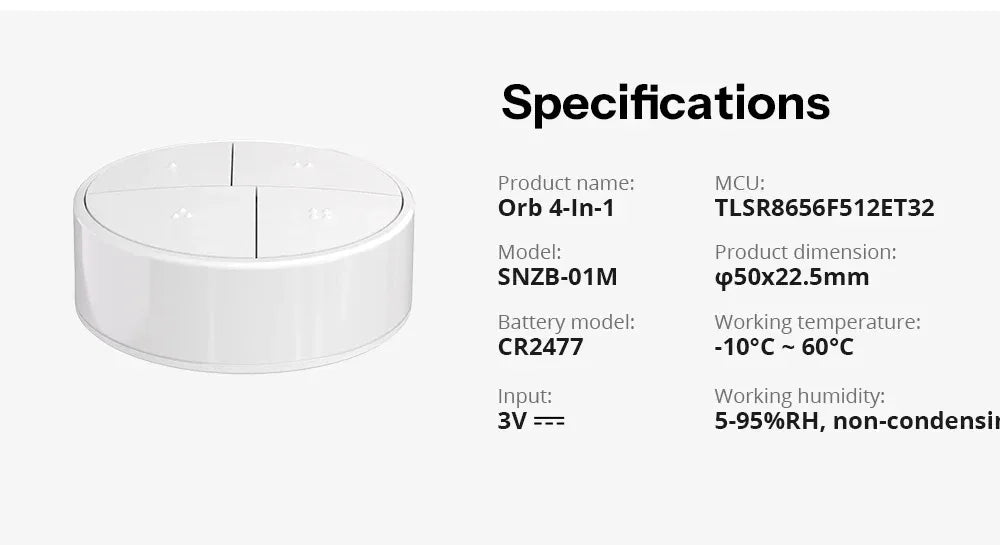 SONOFF Orb 4-In-1 Zigbee Smart Scene Button Split Magnetic Design Zigbee & eWeLink-Remote Dual Protocol Multiple Trigger Actions