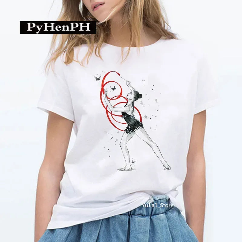 Gymnast Dancer T Shirt  Fashion Gymnast Artistic Gymnastics Printed T-shirt for Women Parent-child Clothing Oversized T Shirt
