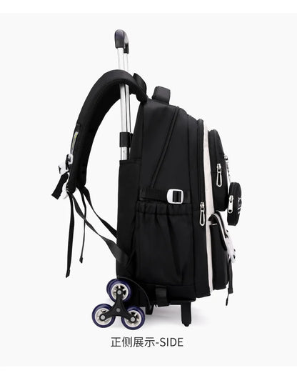 Children School Backpack Trolley Bag with Wheels Students Backpack Book Bag Rolling School bag for Girls Kids Wheeled Backpack
