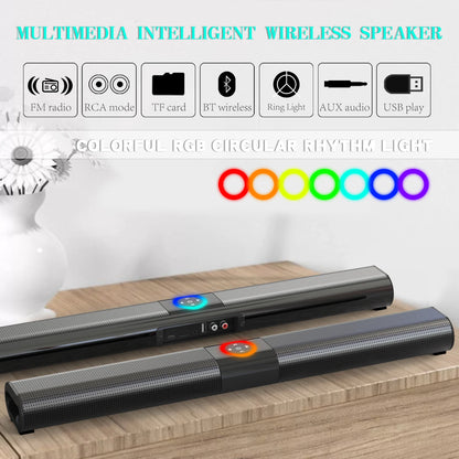 HOMEFISH BS-20  RGB Ambient Light Bluetooth Speaker 6 EQ Sound Effects 4 Speakers Supports TF, USB, AUX, RCA, Bluetooth, FM