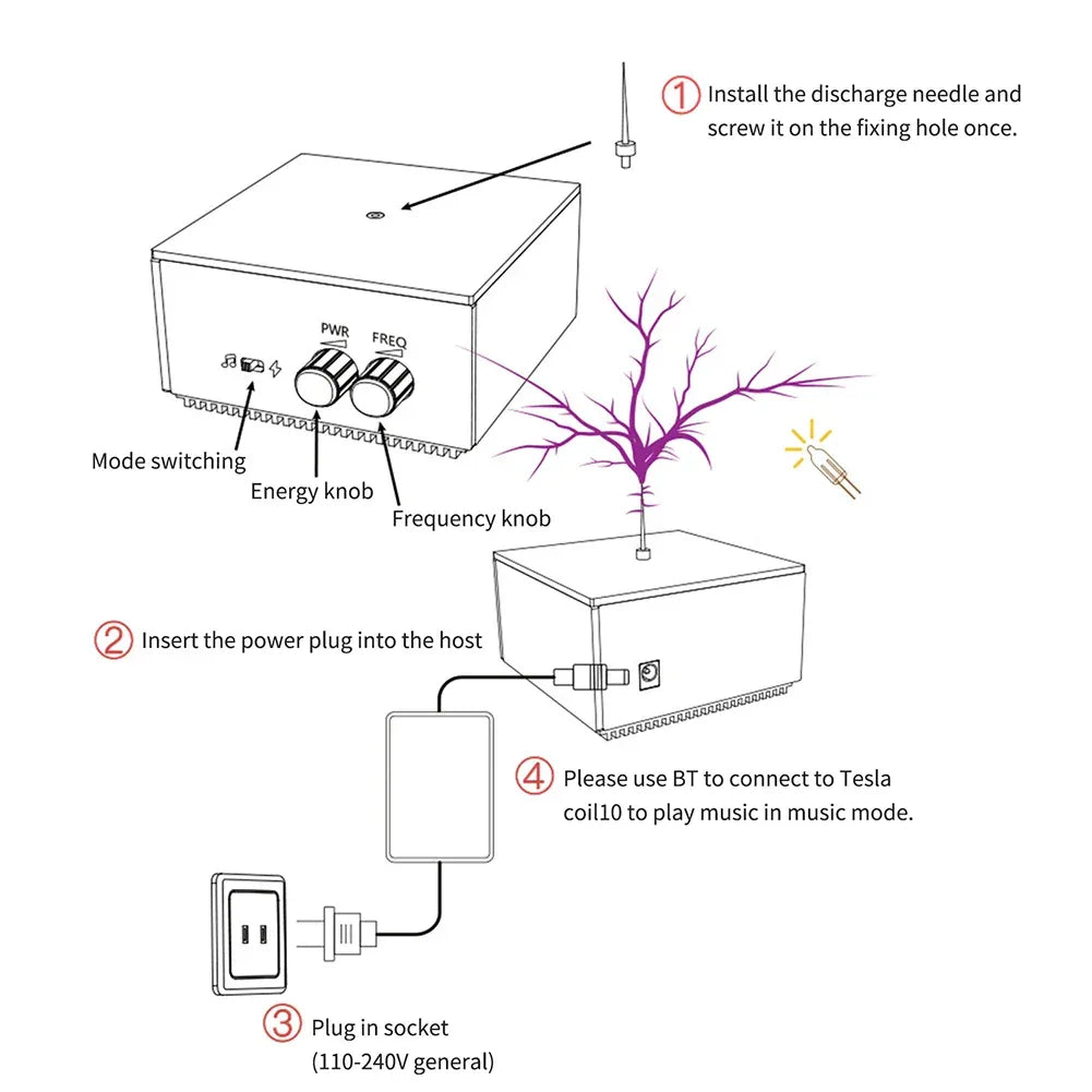 Tesla Coil Speaker Plam Music Loudspeaker Wireless Lighting High Frequency Pulse Test Apparatus for Experiment Science Education