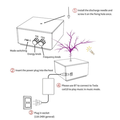 Tesla Coil Speaker Plam Music Loudspeaker Wireless Lighting High Frequency Pulse Test Apparatus for Experiment Science Education