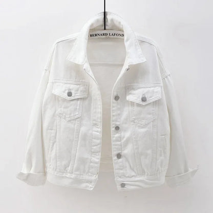 Women's Denim Jacket Spring Autumn Short Coat Pink Jean Jackets Casual Tops Purple Yellow White Loose Tops Lady Outerwear