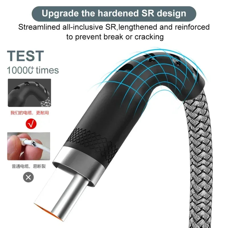 USB Type C Cable 5A Super Fast Charging Cable for iPhone 15 16 Huawei Samsung Oppo Oneplus Universal USB To USB C Extension Wire