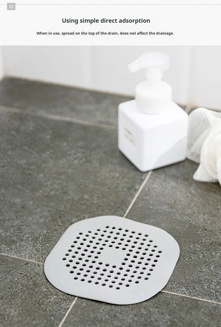Sewer with Suction Cup, Floor Drain Mat, Kitchen, Bathroom, Anti Clogging Hair Filter