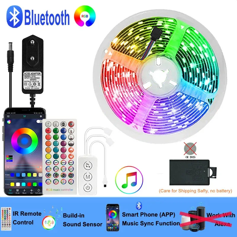 RGB Led Lights Strip Wifi Bluetooth Adhesive Led Tape Rgb 5050 Led Strips For Bedroom Party Lights Wall Room Decoration