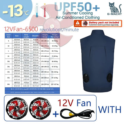 Summer Cooling Vest Men USB Charging Fan Sleeveless Jacket Air Conditioning Clothing Breathable Cool Working Coat for Outdoor Wo