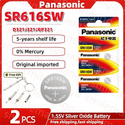 Panasonic 2-50PCS SR616SW 1.55V Watch Battery 321 D321 GP321 Longines Rossini Armani quartz Silver oxide Button Cell