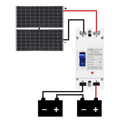 TOMZN 2P DC MCCB 600V Solar Molded Case Circuit Breaker Overload Protection Switch Protector for Solar Photovoltaic PV