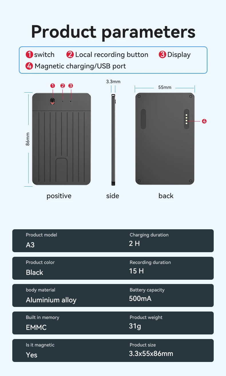 New8-128GB AI ChatGPT-4 Intelligent Voice Recorder Audio App Phone Call Record Transcribe Summarize 58LanguageTranslation Device