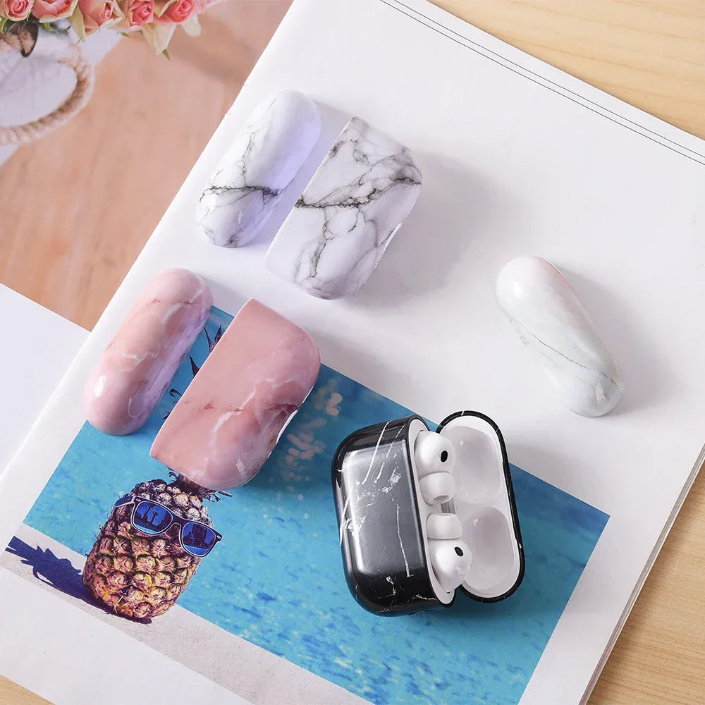 Marble Pattern Case For Apple Airpods Pro 3 Generation 2025 Hard PC Cover For AirPods 4 3 1 2 Pro2 Marble Protective Case Fundas