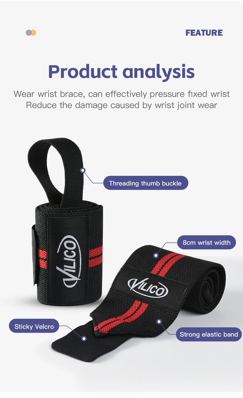 Fitness Wristband Wrapped Design With Adjustable Elasticity to Support and Stabilize The Wrist, Avoiding Wrist Injuries