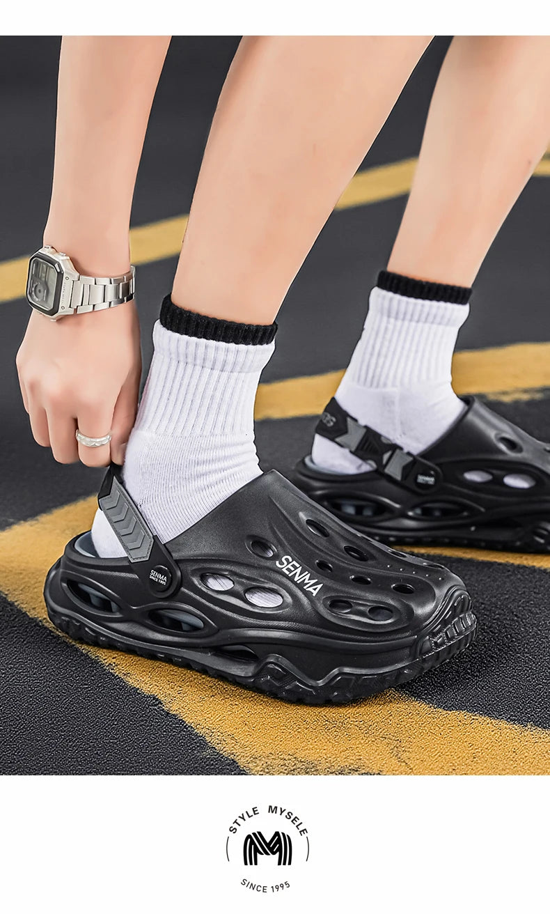 SENMA Summer Men's Thick Bottom Sandals Casual Non-Slip Beach Shoes Comfortable High Elastic EVA Material Men Shoes for Driving