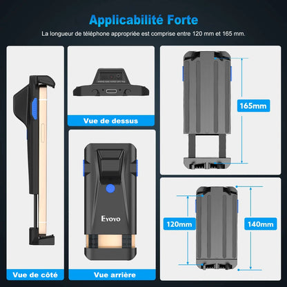 Eyoyo EY-017 2D Back Clip Bluetooth Barcode Scanner Portable Barcode Reader Data Matrix Code 1D 2D QR Scanner Android IOS System