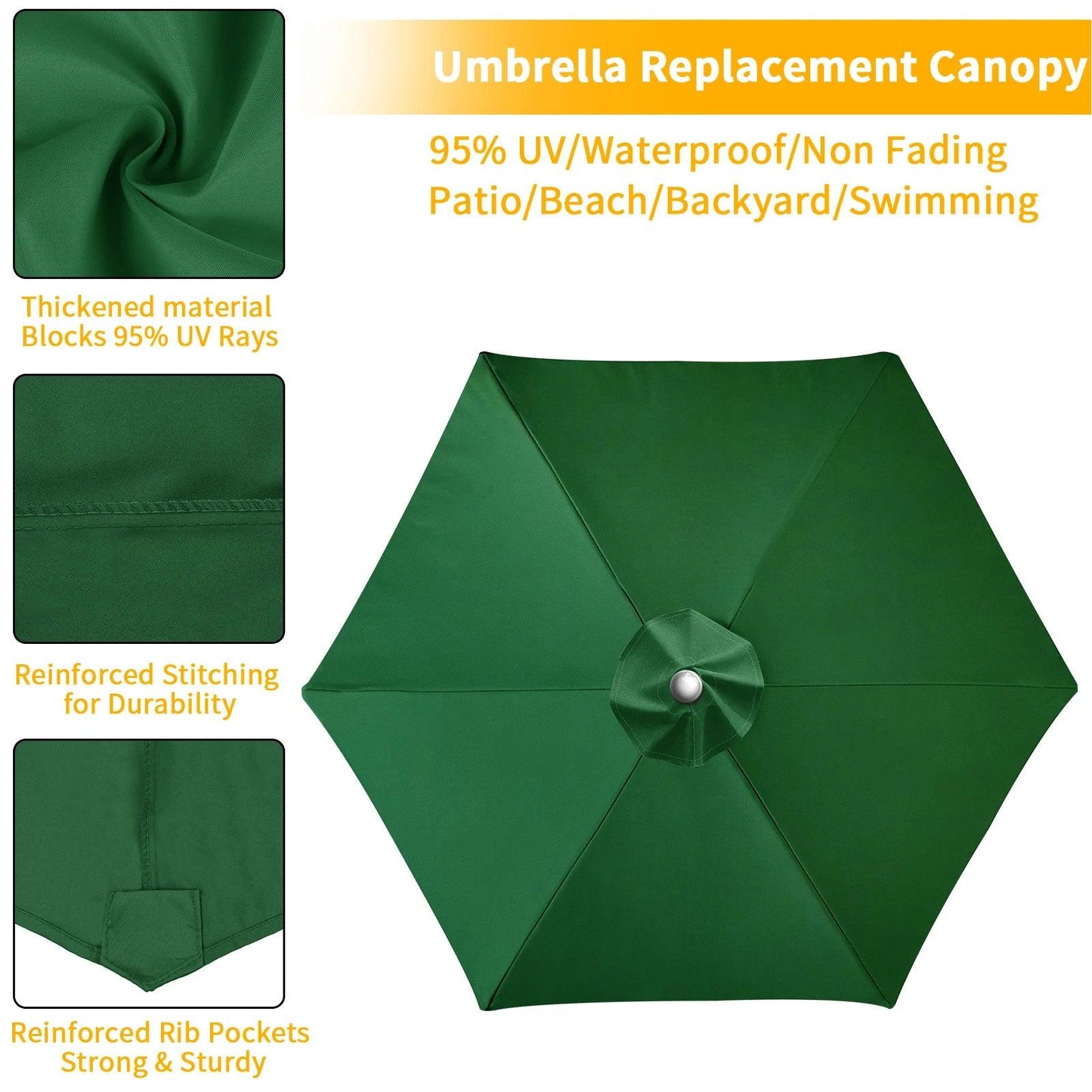 Waterproof Replacement Umbrella Cloth 2/3M Patio Parasol Cover UV-Anti Canopy Cover Replacement Parasol Cover for Balcony Garden