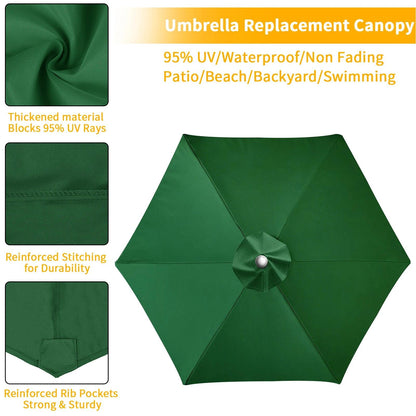 Waterproof Replacement Umbrella Cloth 2/3M Patio Parasol Cover UV-Anti Canopy Cover Replacement Parasol Cover for Balcony Garden