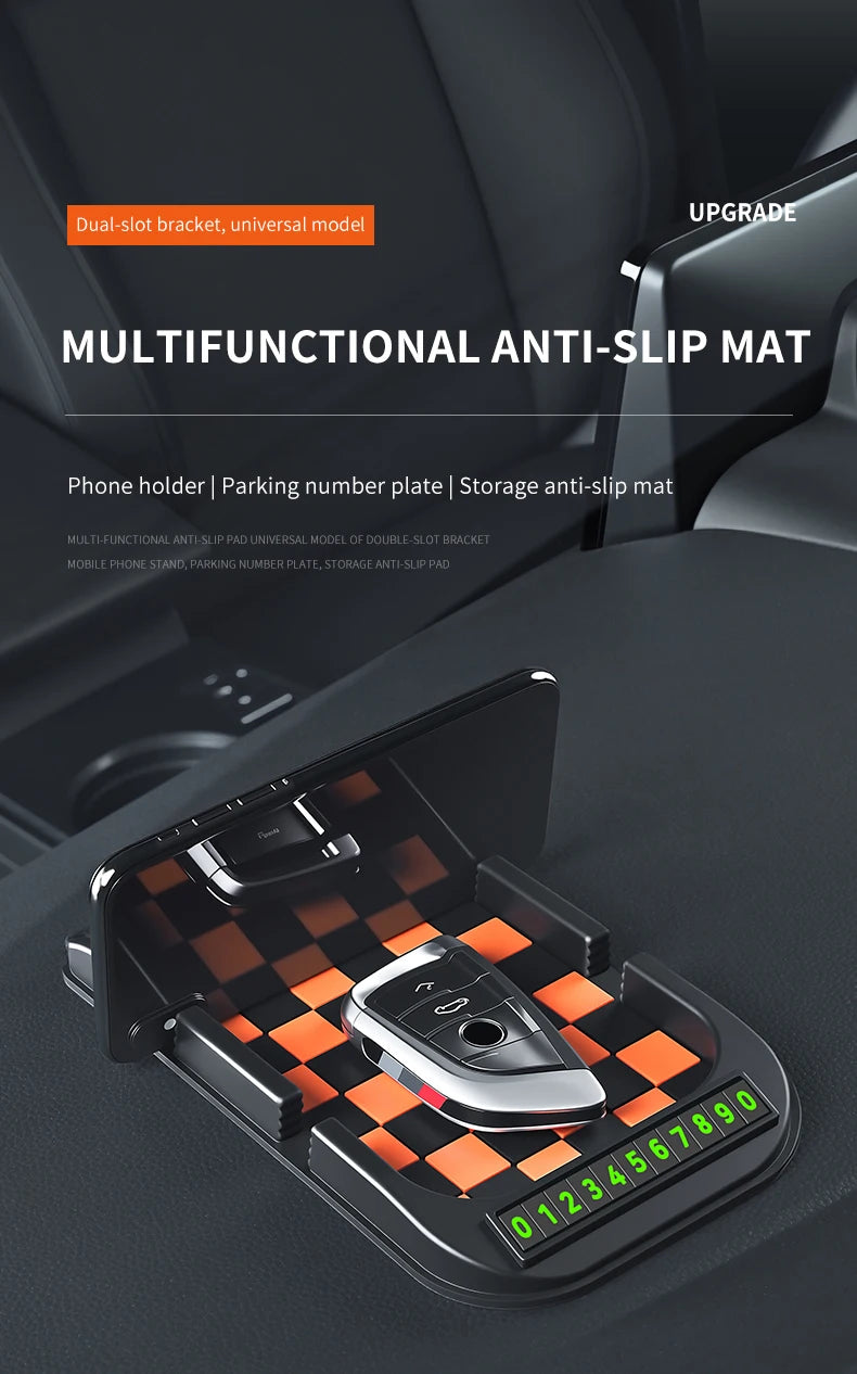 Car Phone Holder, Multifunctional, Dashboard Anti-Slip Mat, Navigation Stand, Parking Number Plate