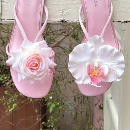1 Pair Simulation Coloful Thai Fairy Butterfly Flower Shoe Buckles Personalized Design Butterfly Orchid Simulation Buckles Decor