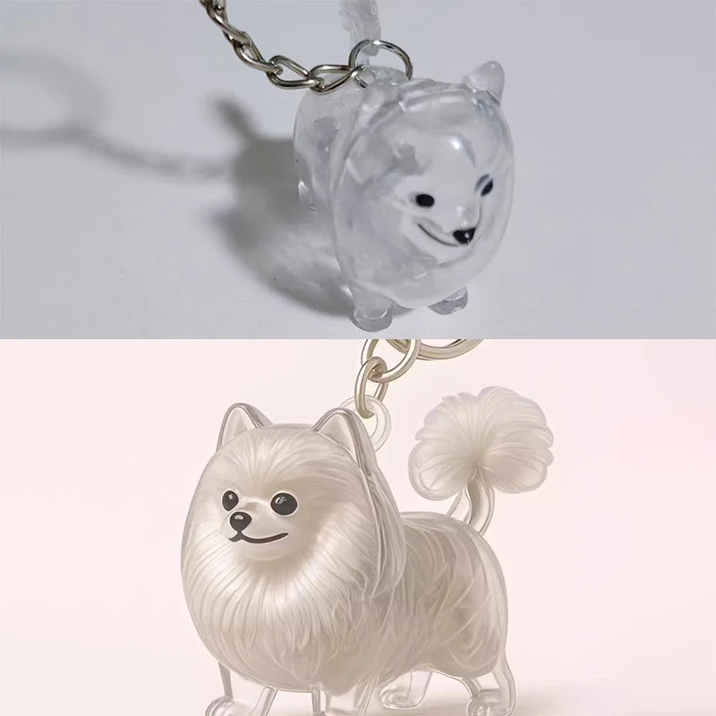 Cute Clear Puppy Hair Memorial DIY Pendant Keychain Decor Keepsake Capsule Pet's Dog Fur Container Pet Lovers Home Display Gifts