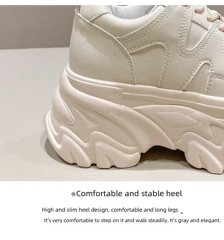 Trendy 2025 New Spring Summer Women's Shoes High Heel Increased Thick Bottom Flats White Casual Shoes Loafers