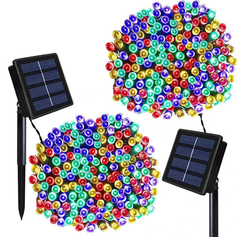 50-200 LED Outdoor Solar String Fairy Light Festoon Waterproof Street Garland Solar Power Lamp Christmas Party for Garden Decor