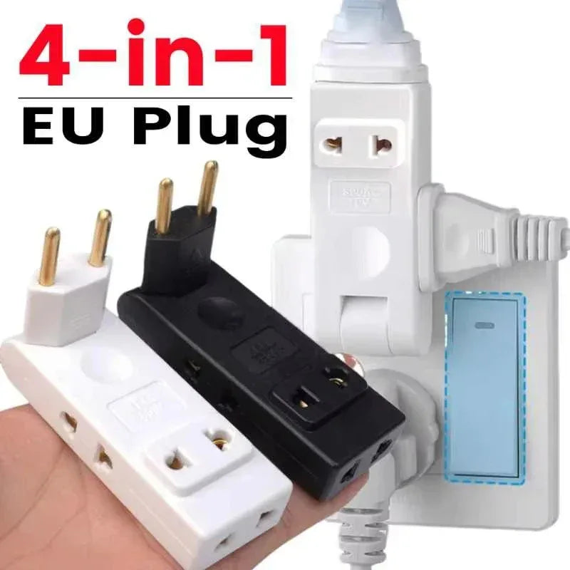 4 In 1 EU Plug Extenion Socket 180 Degree Rotation Plug Adapter Extension Protable Power Converter Wall Outlet Plugs Adaptors